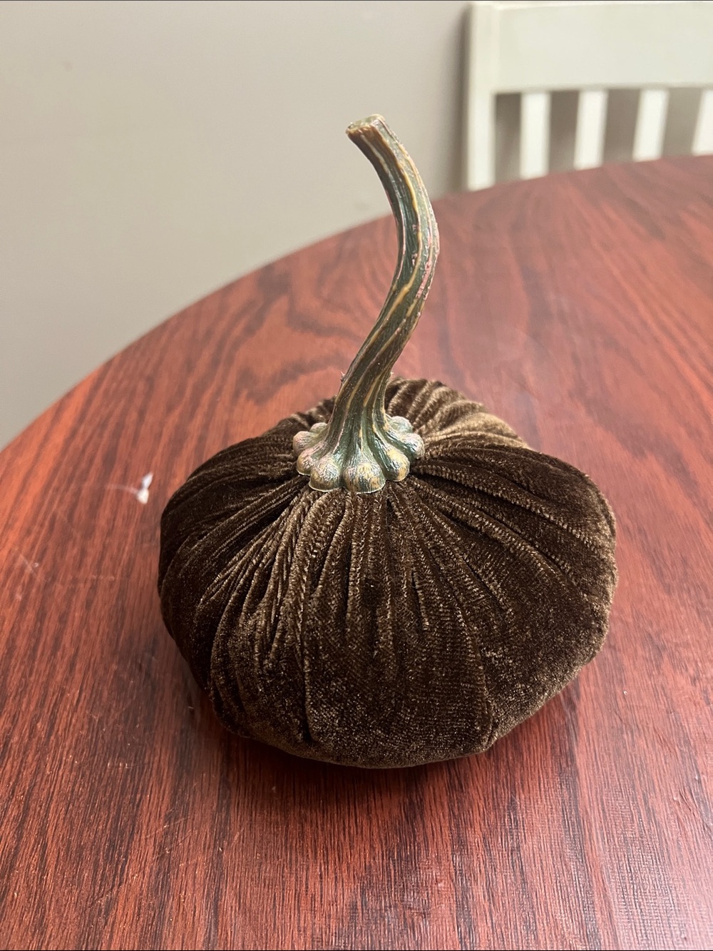 Velvet Decorative Pumpkin - Brown Holiday Accent